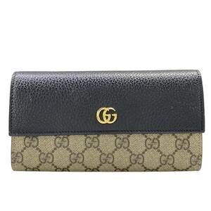 Gucci GG Marmont Continental Wallet Long Wallet 456116 Black Beige Ebony